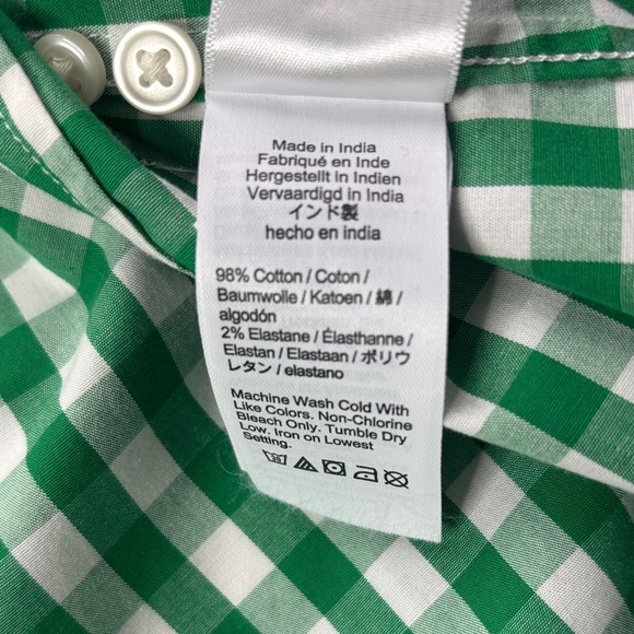 🟢 J.Crew Green White Gingham Button-Up Shirt SP Cotton Stretch Collared Work 🟢 - Picture 9 of 12